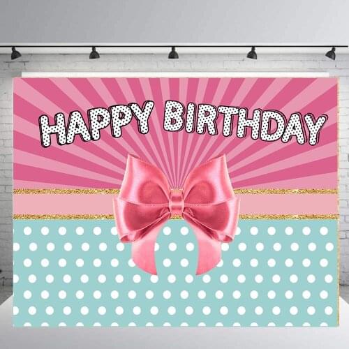 BEIPOTO Pink happy birthday party backdrop photography background bow baby shower girl candy table banner photo studio propB-471