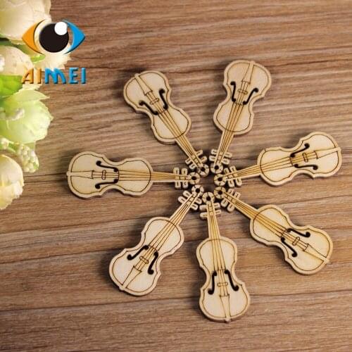 50pcs/lot Music Style Classic Violin Painting Wooden Buttons For Needlework Sewing Accessories For Clothing Decorative Buttons