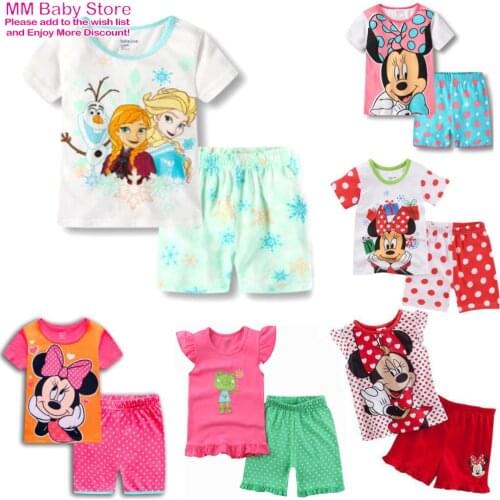 Children Pajamas Minnie Sleepwear Summer Short Clothing Sets Boys Girls Sleepwear Toddler Pajamas Sets Ensemble Pijama