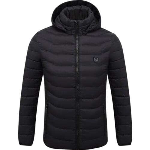Electric Mens Jacket Winter Heated Jackets Men USB Heating Solid Parka Men Long Sleeve Hooded Thermal Winter Coat Men Outerwear