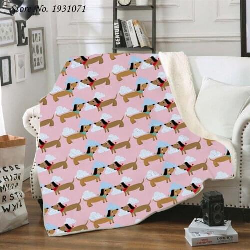 Dachshund Dog 3D Printed Fleece Blanket for Beds Thick Quilt Fashion Bedspread Sherpa Throw Blanket Adults Kids 16