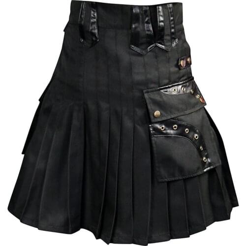 Halloween Carnival Cosplay Costumes Fashion Scottish Men Adult Traditional Kilt Medieval Metal Vintage Gothic Punk Pleated Skirt