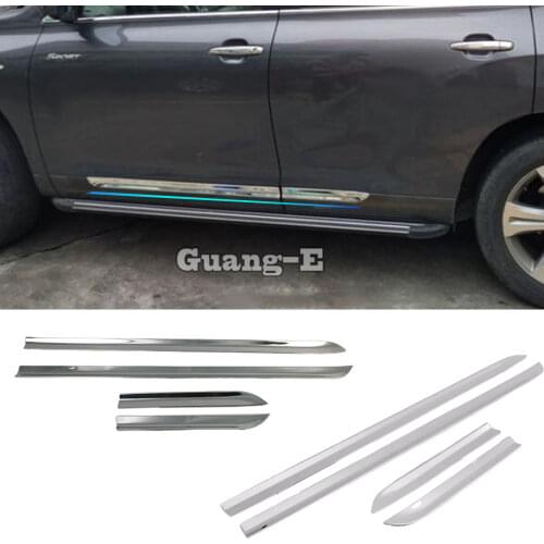 Car Bumper Cover ABS Chrome Side Door Rim Stick Strip Lamp Molding 4pcs For Toyota Highlander 2008 2009 2010 2011 2012 2013 2014