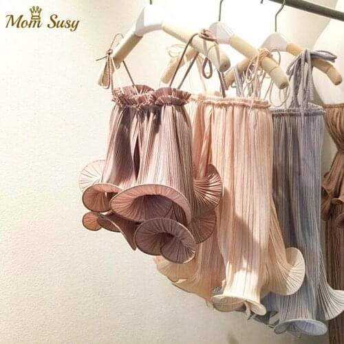 Summer Baby Girl Princess Dress Cotton Pleated Braces Vestido Party Wedding Birthday Dress Ruffled Collar 1-10Y Baby Clothes