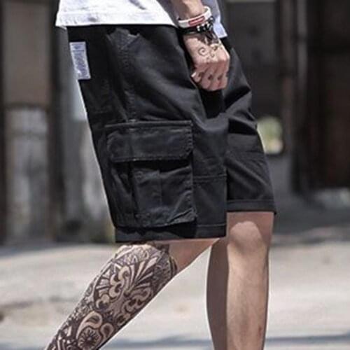 Puimentiua Mens Solid Shorts Thin Multi-pocket Solid Color Drawstring Cargo Shorts for Daily Wear Beach Breathable Shorts