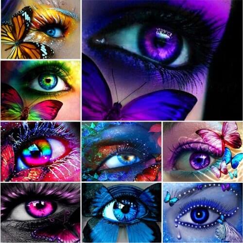 5D DIY Diamond Painting Eyes Butterfly Cross Stitch Kit Full Drill Embroidery Mosaic Art Picture of Handmade Hobby Gift Wall Art
