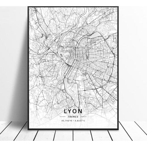 Nantes Lyon Brest Angers Saint-Paul Mulhouse Orleans France Canvas Art Map Poster