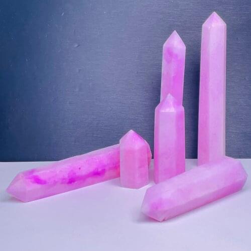 Natural Grind Arenaceous Pink Opal Crystal Wand Point Healing Obelisk Home Decoration