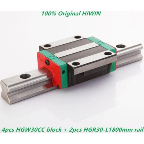 2pcs ORIGINAL HIWIN HGR30-L1800mm Linear guide rail and 4pcs HGW30CC linear flanged carriage block