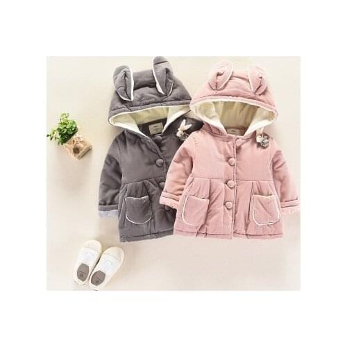 Baby Girl Hooded Zipper Coats Winter Corduroy Jacket for Girls Children Infant Velvet Warm Outerwear Clothes Kids Tops Clothing