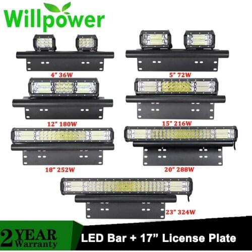 17" Front Bumper Bull Bar Number Plate Holder For Jeep 4X4 Off Road SUV 4WD Auto Car LED Work Light Bar Fog Lights Mount Bracket