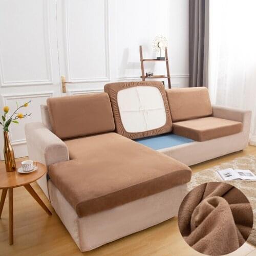 Plush sofa cushion cover sofa protector for living room for pets thick keep warm soft sofa slipcover for children couch cover