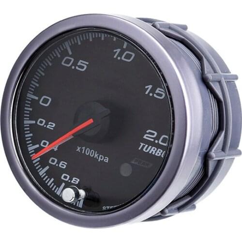 2 BAR 60mm 2.5'' Boost Turbo Gauge White & Amber Light Dual Led Display With Peak Warning