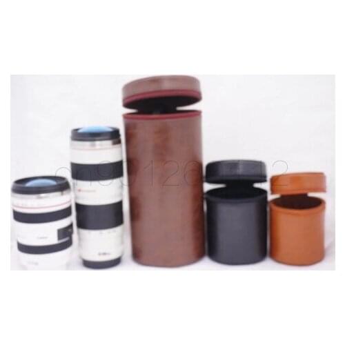 Size S M L PU Leather Waterproof shockproof Hard Video Camera Lens Pouch Bag Case For Canon For Nikon For Sony Tamron Sigma Lens