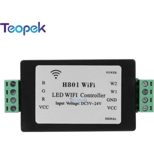 RGBW LED WIFI Controller H801 DC5-24V Input 5CH*4A Output For RGB RGBW Led Strip Light Tape Ribbon