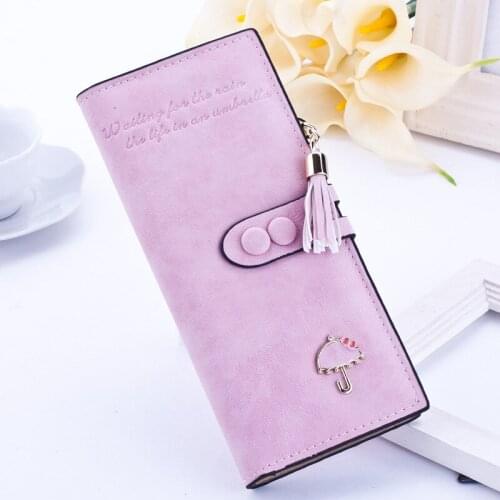 2020 Luxury Brand Designer Long Hasp Women Wallet Clutch Leather Tassel Zipper Purse with Umbrella Card Holder Coin Money Bag