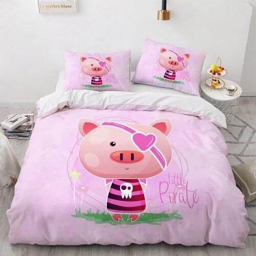 3D Luxury Bedding Set Duvet Cover Set Comforter Twin King Queen Double Single Size Prink Pig Cartoon Design Custom Bedclothes