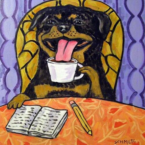 Rottweiler the Coffee Shop dog Poster Decorative Painting Canvas Wall Art Living Room Posters Bedroom Painting Decor Unframed