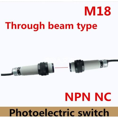 CE approval M18 infrared ray switch Through beam type PNP NC DC10-30V photoelectric sensor photocell switch distance 5m, 5 pairs