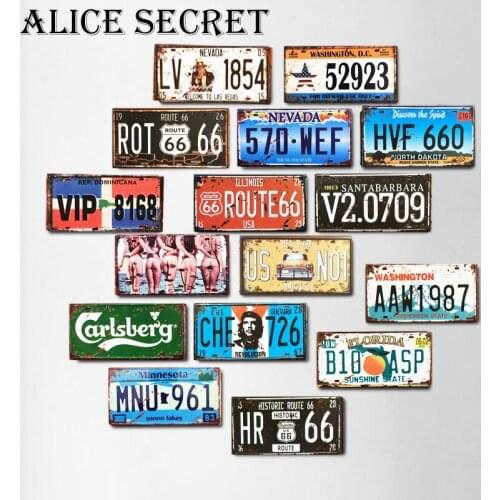 USA Route 66 Metal Tin Sign Retro Gift Number Car License Metal Plate Plaque Poster signs Home Bar Club Garage Cafe Decoration