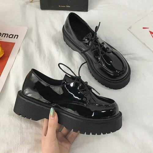 Uniform Shoe Small Leather Shoes Female British Girl Japanese Wild Black Retro Mary Jane Shoes Platform Low Hee Lolita Shoe 2021