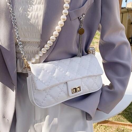 High-end Western Style Female Rhombus Shoulder Bag 2021 New Fashion Pearl Womens Designer Chain Texture Luxury Messenger Bag
