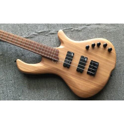 Top quality QShelly custom natural ash body 4 strings 9v battery active pickups M electric bass guitar musical instrument shop