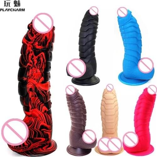 XXL Multicolor Dildo Dinosaur Scales Penis With Suction Cup Dildo Female Adult Sex Toys Real Huge Cock Strapon Big Dick Sex Shop