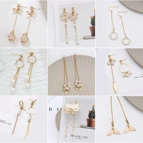 Jaeeyin 2021 Fashion Jewelry Pearl Butterfly Mermaid Tassel Accessories Long Dangle Earrings Fairy Charming Gift For Women Girls