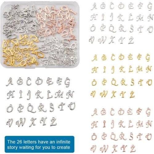 1Set Letter A~Z Alphabet Rack Plating Alloy Pendants Necklace Charms Mix Color Jewelry Making Handmade for DIY Bracelet Necklace