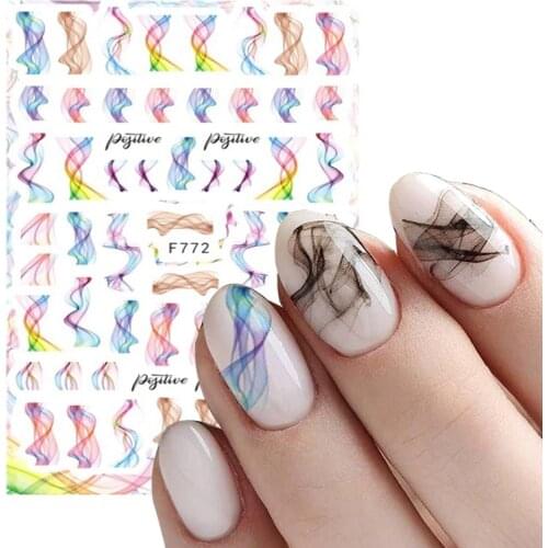 1pc Geometry Line Stripe Nail Sticker Floral Butterfly Design 3D Nails Decals Slider Wraps Decoration Nail Art Accessories