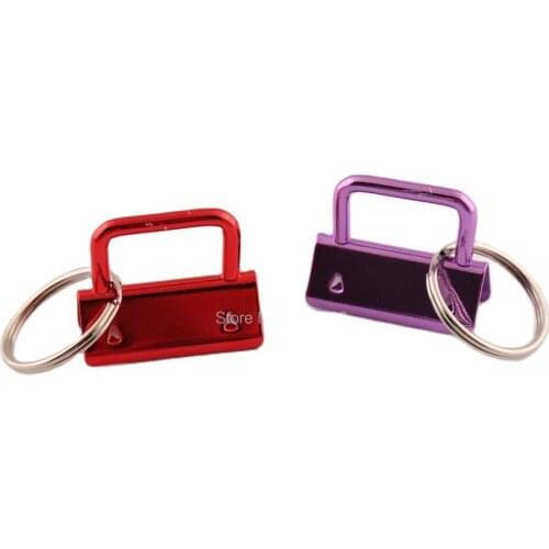 10pcs /lot 32mm Key Fob Hardware red and purple color with key ring split ring For wrist Wristlets Cotton