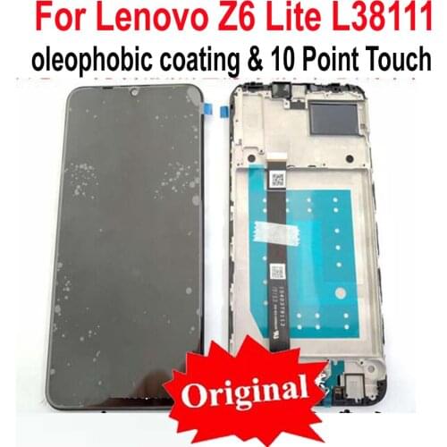 100% Original Best Black Full LCD Display Touch Screen Digitizer Assembly Sensor + Frame For Lenovo Z6 Lite L38111 Glass Panel