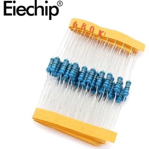 100pcs/lot 0.5W 1 ohm 1% Metal film resistor 1/2W resistance 680K Electronic resistors