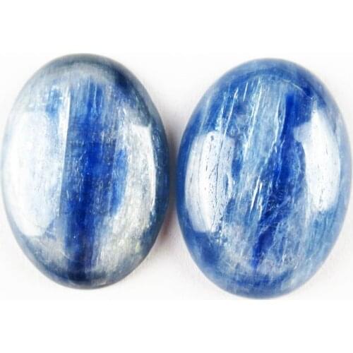 2Pcs 25x18mm A+ Natural Blue Kyanite Oval Cab Cabochon