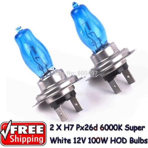 2 x H7 PX26D 12V 6000K 100W Super White Auto Car HOD Halogen Bulbs Lamps Headlight Bulbs