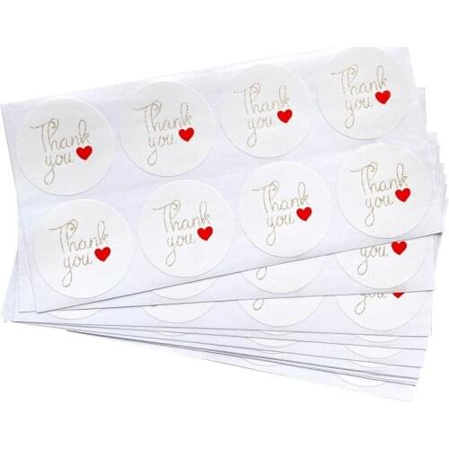400Pcs/lot White Paper Label Sticker Gilded Thank You Sticker Creative Scrapbook Wedding Envelope Seal Handmade Stationery