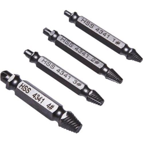 51mm 8Pcs Brushed Screw Extractor Set Broken Screw Puller HSS 4341 Silver & Gold