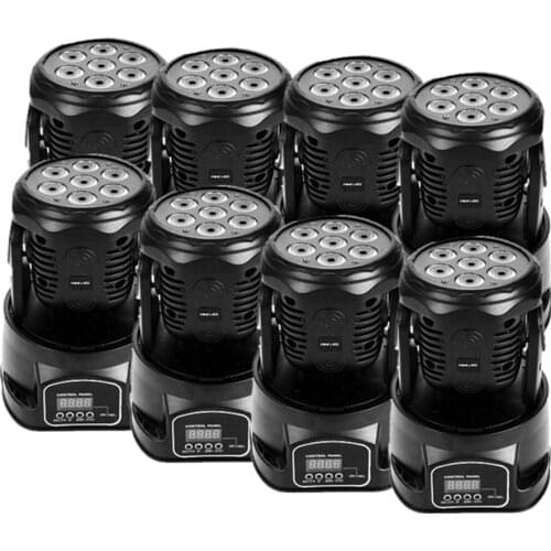 8PCS 7*12W RGBW 4IN1 Mini Wash LED Moving Head Light/DMX512 Sound Control LED Wash Satge Effect Lighting/DJ Disco Spot Lights