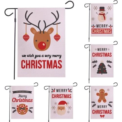 New linen christmas theme garden flags banner waterproof thickened festival courtyard Outdoor Decorative Garden Flag 12x18 inch