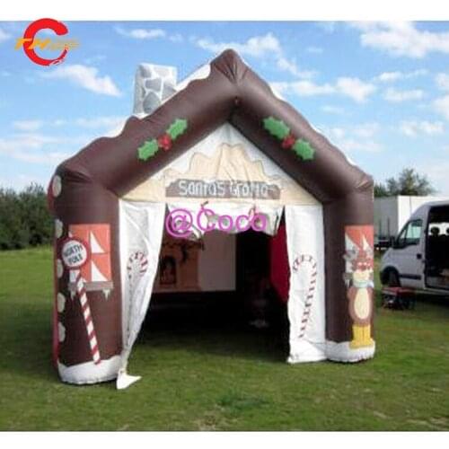 Free air ship to door! 4.5x4x3m inflatable christmas house santa grotto tent, holiday docaration indoor christmas house