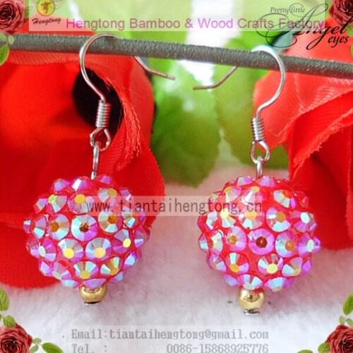 Cheap 10pair/pack blingbling sphere pendant dangle earring, colorful earring, tendy earring, eardrop