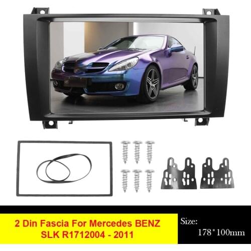 Double 2 Din DVD Stereo Audio Radio Fascia For MERCEDES BENZ SLK R171 2004 - 2011 Panel Frame Mounting Dash Installation Bezel