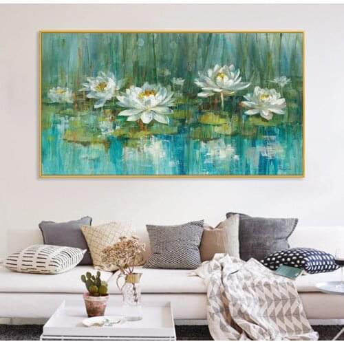 EECAMAIL 5D DIY Full Diamond Painting No Frame Water Lily Sofa Background Wall Decoration Painting Modern Cross Stitch Painting