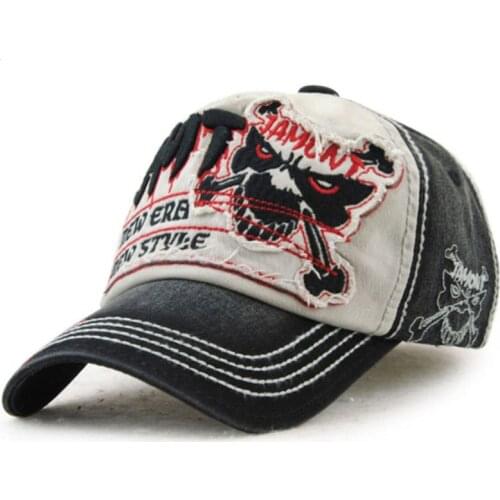 Cotton Fashion Skull Hat Leisure Baseball Cap for Men Snapback Hat Retro Embroidery Womens Cap Wholesale Fashion Accessories