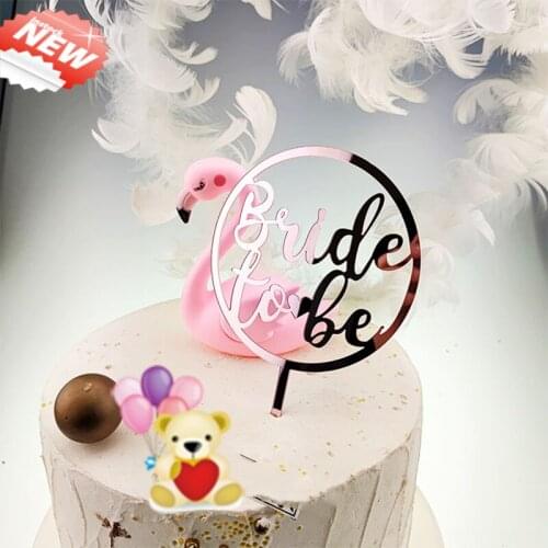 Ins Bride To Be Party cake topper Rose gold round hen Acrylic Dessert gift Cupcake Toppers For Wedding Party Cakes Decorations