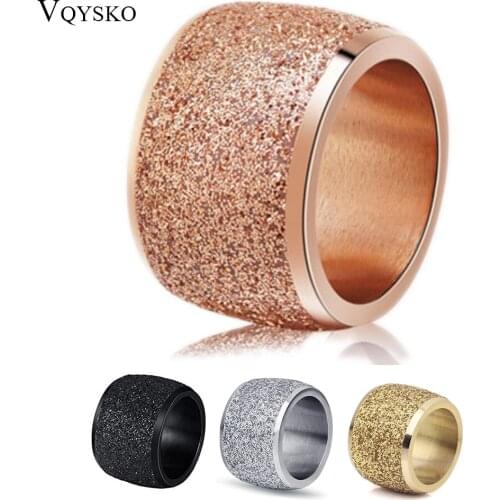 NIBA Ring Hot Sales 16MM Gold-Color Scrub Stainless Steel Wedding Ring for Men Women