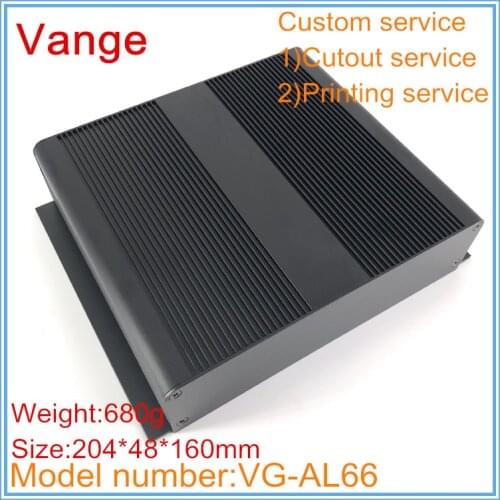 1pcs/lot big extruded aluminum instrument box industry 6063-T5 aluminum enclosure diy box 204*48*160mm for electronic project