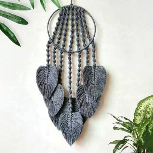Macrame Wall Hanging Dream Catcher Handmade Woven 7 Leaf Tassel Tapestry for Kid
