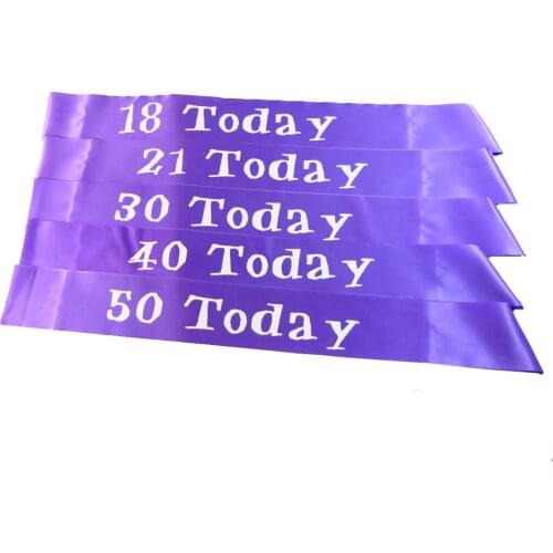 3pcs Wholesale Purple sash party ribbon happy birthday event band adult celebration 18 21 30 40 50 today printing satin ribbon